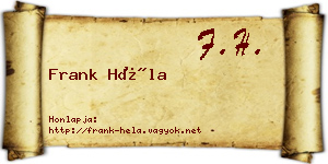 Frank Héla névjegykártya